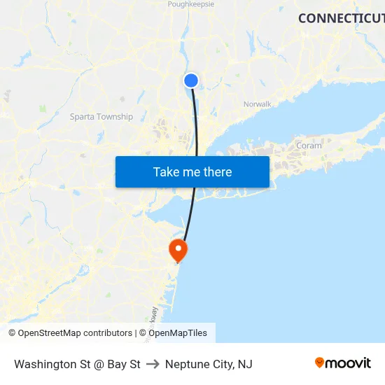 Washington St @ Bay St to Neptune City, NJ map