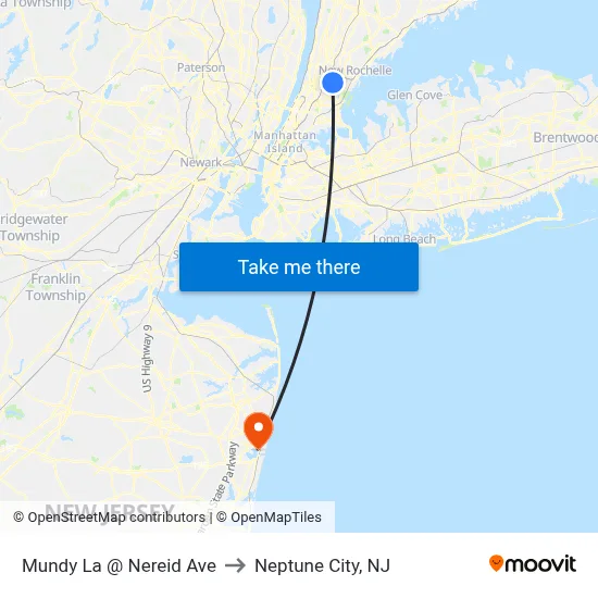 Mundy La @ Nereid Ave to Neptune City, NJ map