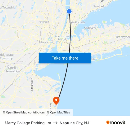 Mercy College Parking Lot to Neptune City, NJ map