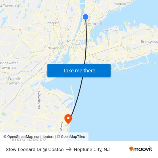 Stew Leonard Dr @ Costco to Neptune City, NJ map
