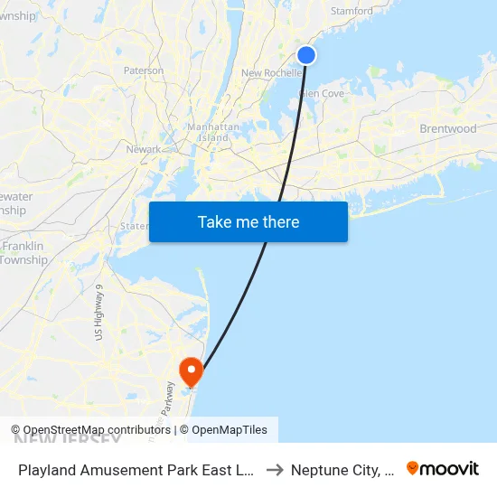 Playland Amusement Park East Lane to Neptune City, NJ map