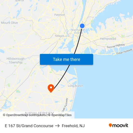 E 167 St/Grand Concourse to Freehold, NJ map