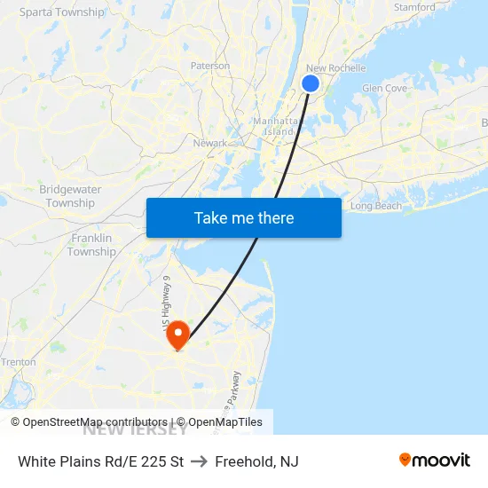 White Plains Rd/E 225 St to Freehold, NJ map