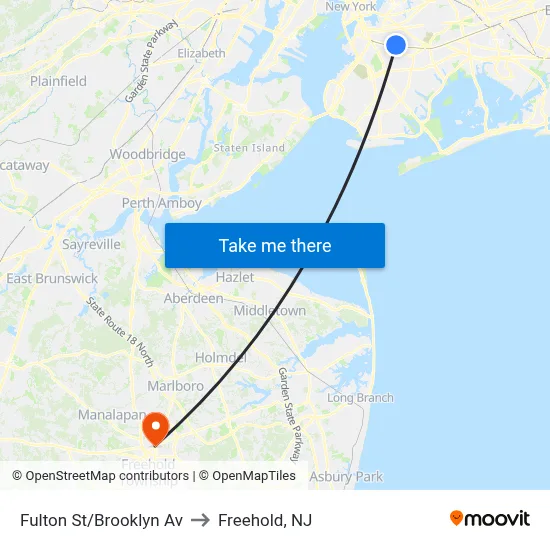 Fulton St/Brooklyn Av to Freehold, NJ map