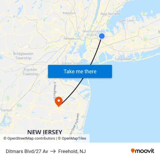Ditmars Blvd/27 Av to Freehold, NJ map