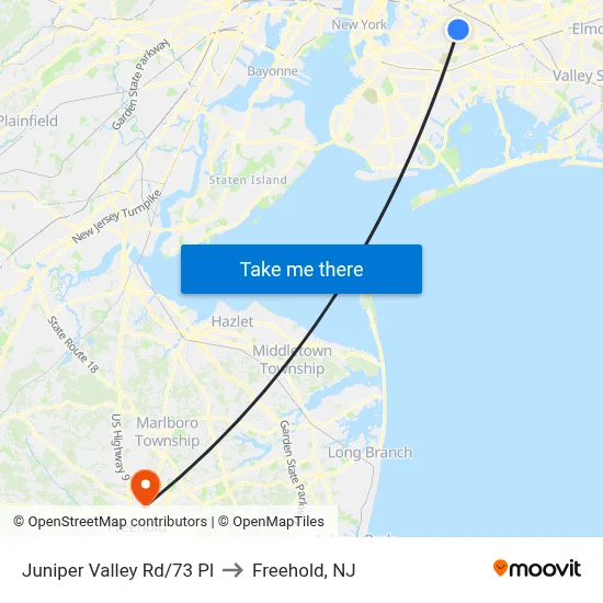 Juniper Valley Rd/73 Pl to Freehold, NJ map