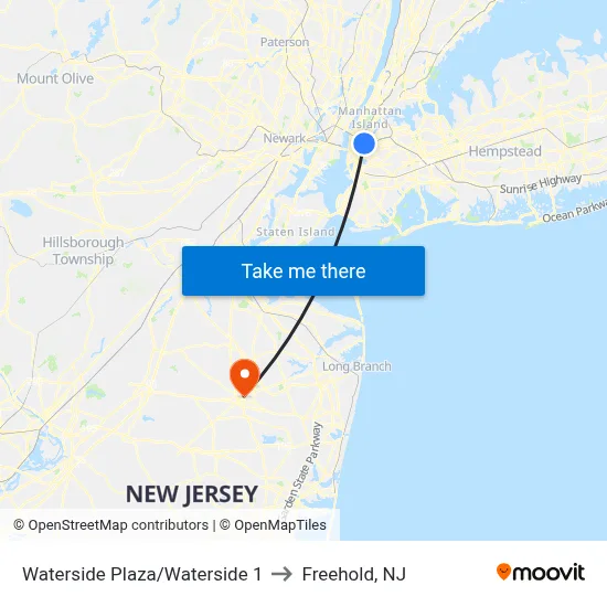 Waterside Plaza/Waterside 1 to Freehold, NJ map