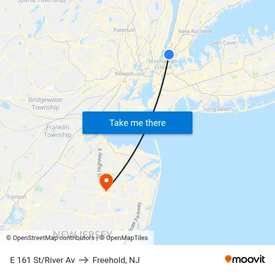 E 161 St/River Av to Freehold, NJ map