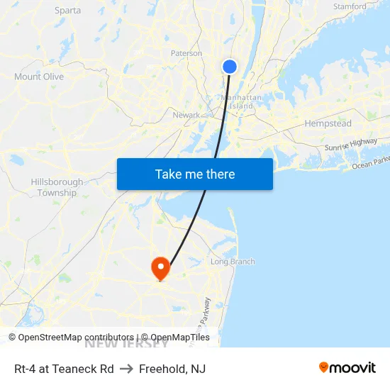 Rt-4 at Teaneck Rd to Freehold, NJ map
