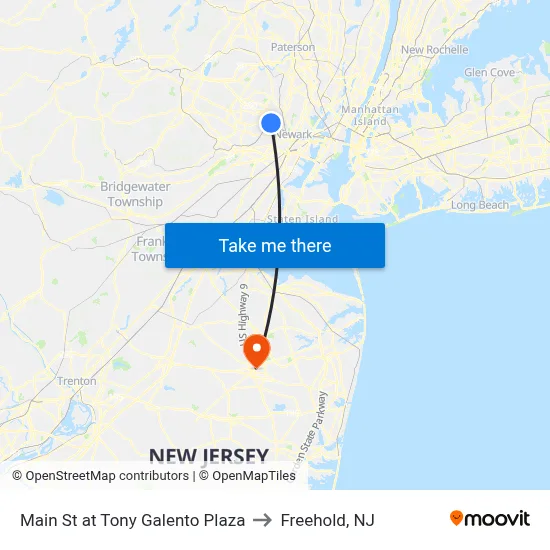 Main St at Tony Galento Plaza to Freehold, NJ map