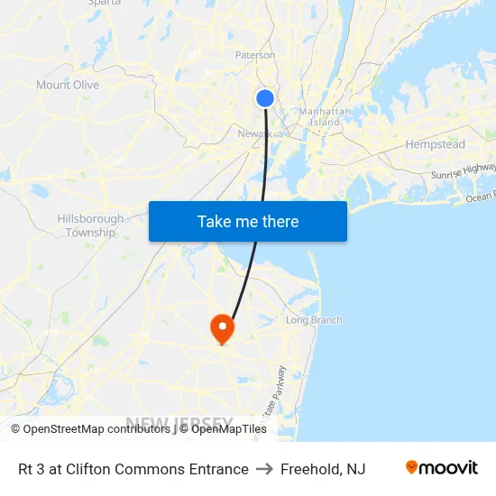 Rt 3 at Clifton Commons Entrance to Freehold, NJ map