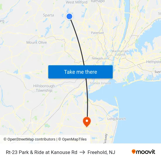 Rt-23 Park & Ride at Kanouse Rd to Freehold, NJ map