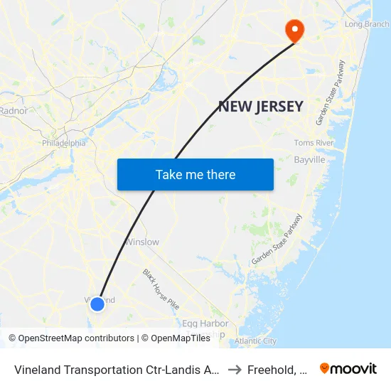 Vineland Transportation Ctr-Landis Ave to Freehold, NJ map