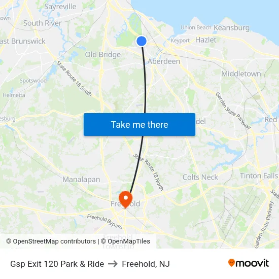 Gsp Exit 120 Park & Ride to Freehold, NJ map