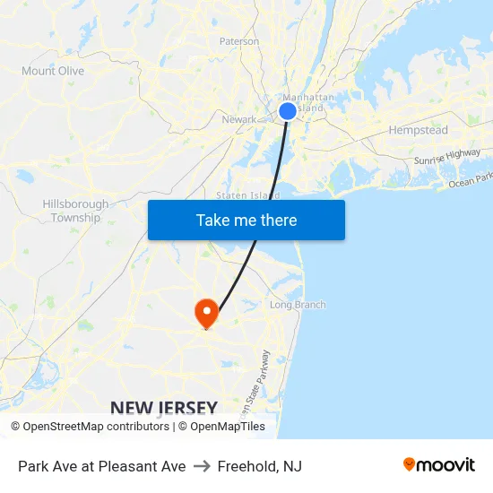 Park Ave at Pleasant Ave to Freehold, NJ map