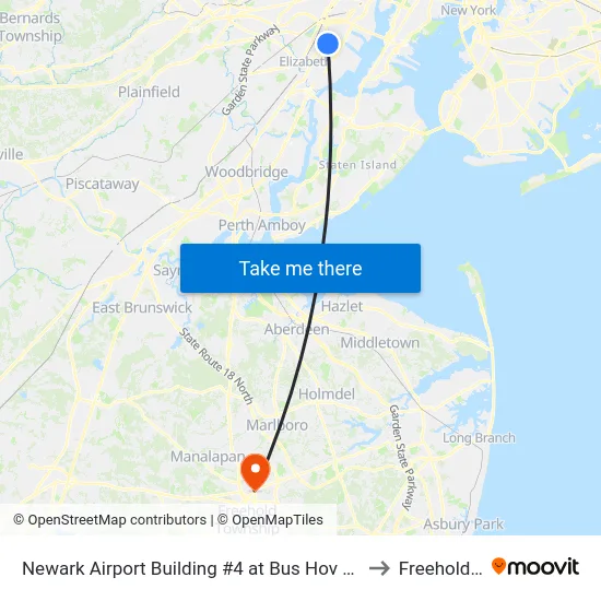 Newark Airport Building #4 at Bus Hov Lane, Locat to Freehold, NJ map