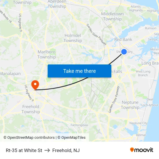 Rt-35 at White St to Freehold, NJ map