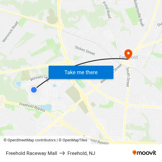 Freehold Raceway Mall to Freehold, NJ map