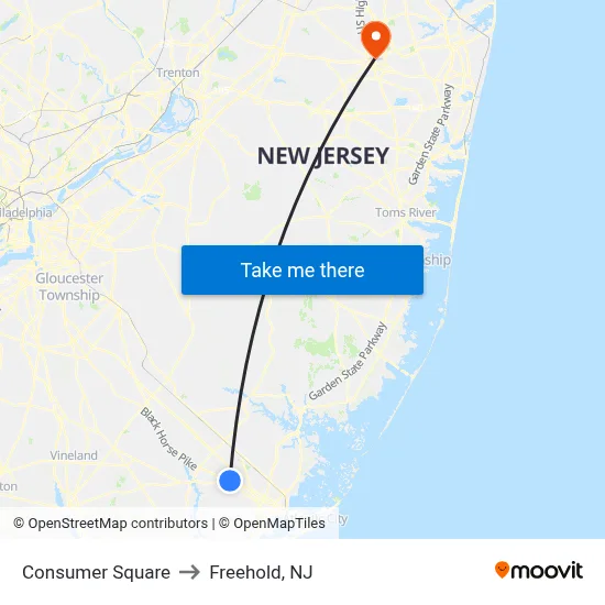 Consumer Square to Freehold, NJ map