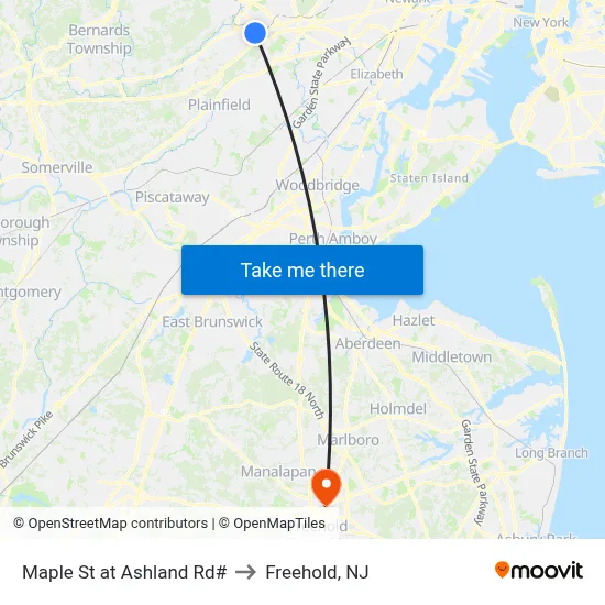 Maple St at Ashland Rd# to Freehold, NJ map