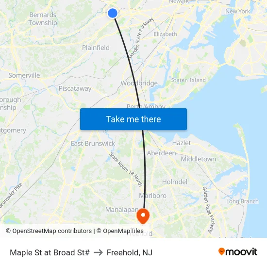 Maple St at Broad St# to Freehold, NJ map