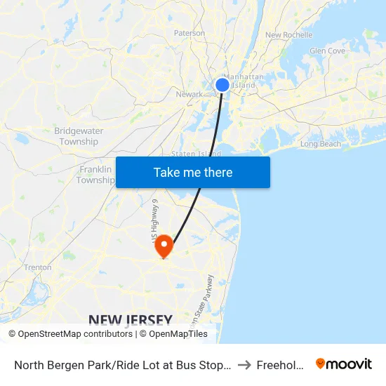 North Bergen Park/Ride Lot at Bus Stop Opposite T to Freehold, NJ map