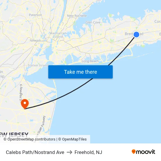 Calebs Path/Nostrand Ave to Freehold, NJ map