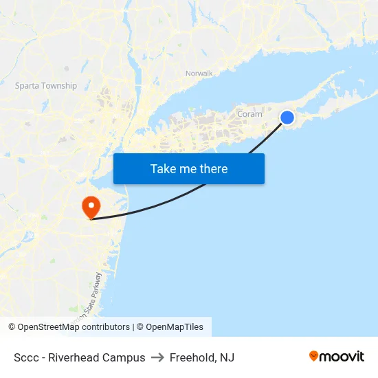 Sccc - Riverhead Campus to Freehold, NJ map