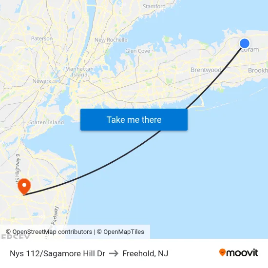 Nys 112/Sagamore Hill Dr to Freehold, NJ map