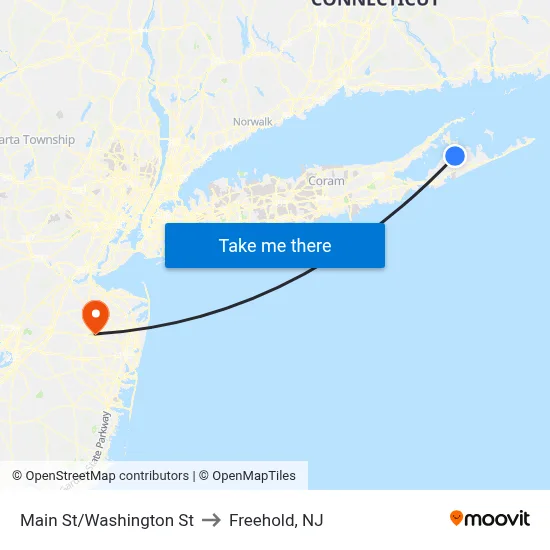 Main St/Washington St to Freehold, NJ map