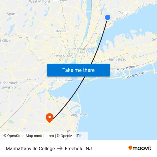 Manhattanville College to Freehold, NJ map
