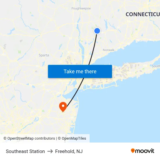 Southeast Station to Freehold, NJ map