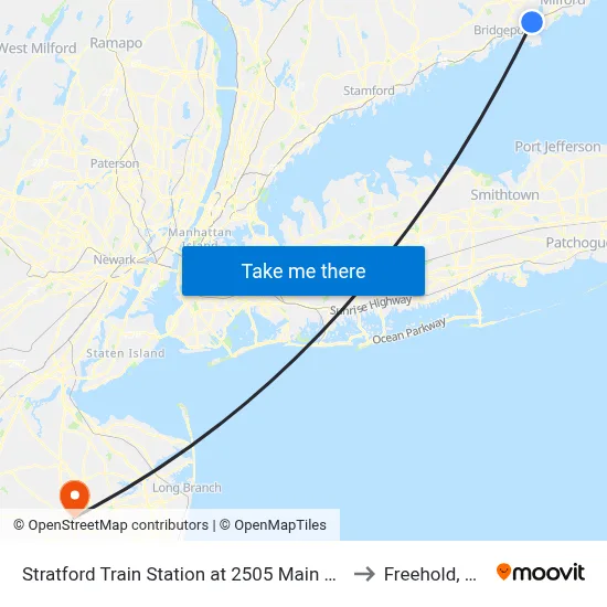 Stratford Train Station at 2505 Main St. to Freehold, NJ map