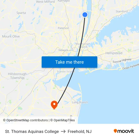 St. Thomas Aquinas College to Freehold, NJ map