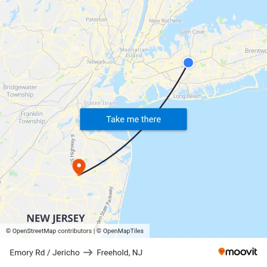 Emory Rd / Jericho to Freehold, NJ map