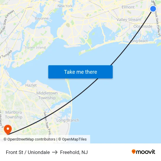 Front St / Uniondale to Freehold, NJ map