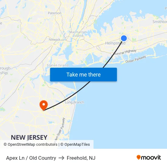 Apex Ln / Old Country to Freehold, NJ map