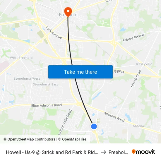 Howell - Us-9 @ Strickland Rd Park & Ride (Northbound) to Freehold, NJ map