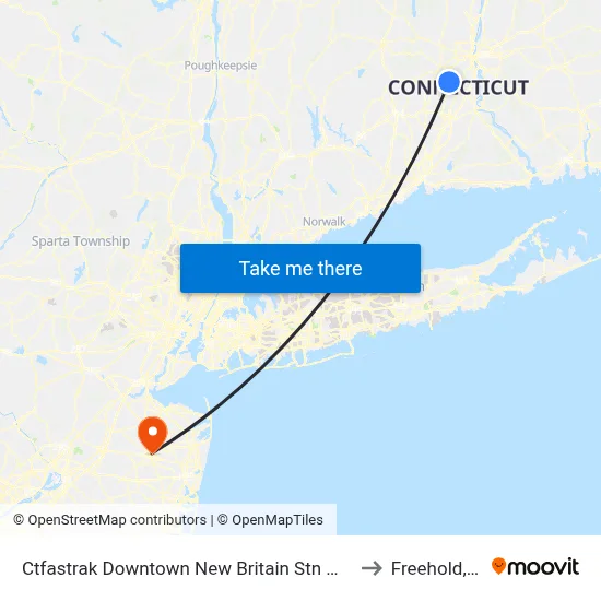 Ctfastrak Downtown New Britain Stn @ Bay B to Freehold, NJ map