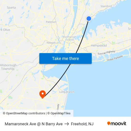 Mamaroneck Ave @ N Barry Ave to Freehold, NJ map