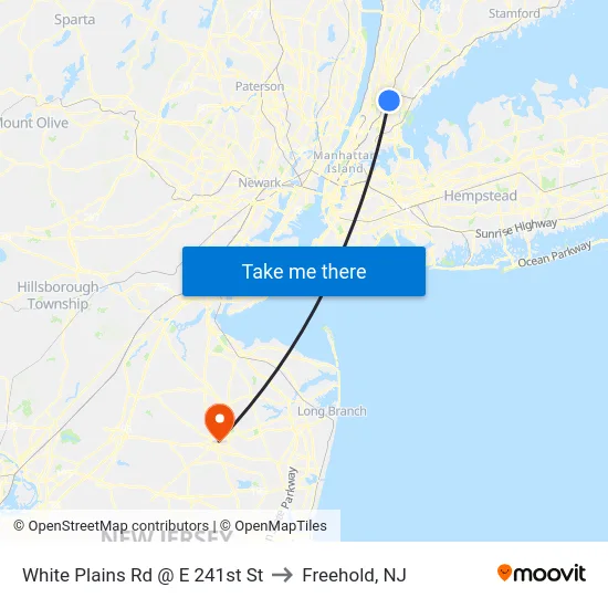White Plains Rd @ E 241st St to Freehold, NJ map