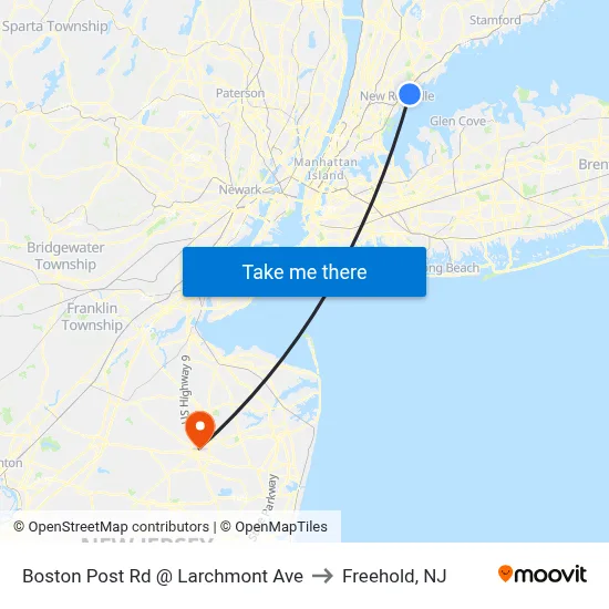 Boston Post Rd @ Larchmont Ave to Freehold, NJ map
