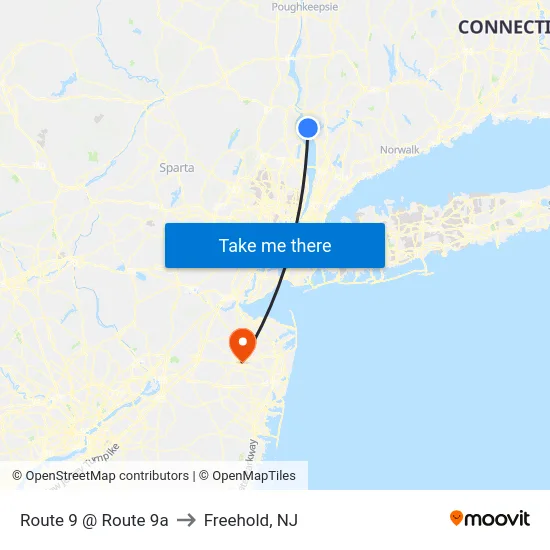 Route 9 @ Route 9a to Freehold, NJ map