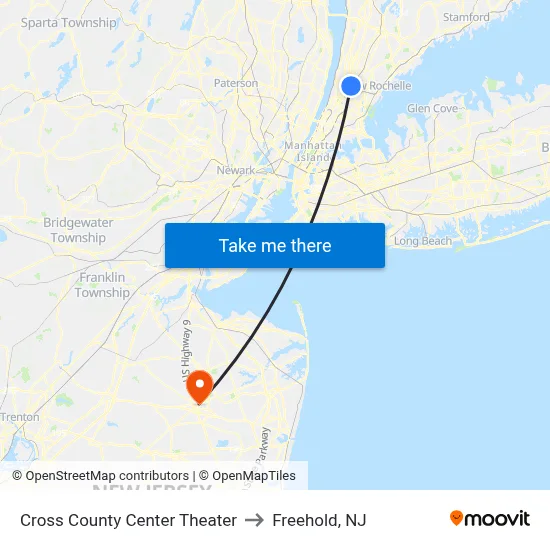 Cross County Center Theater to Freehold, NJ map