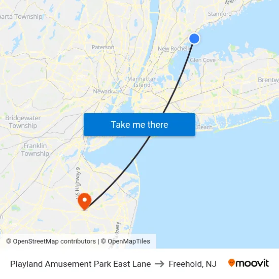 Playland Amusement Park East Lane to Freehold, NJ map