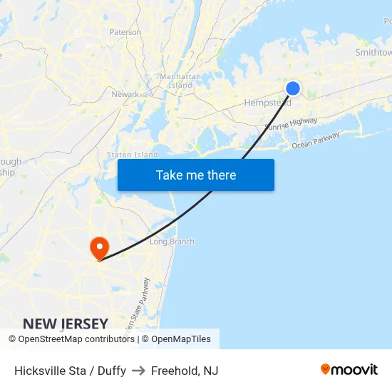 Hicksville Sta / Duffy to Freehold, NJ map