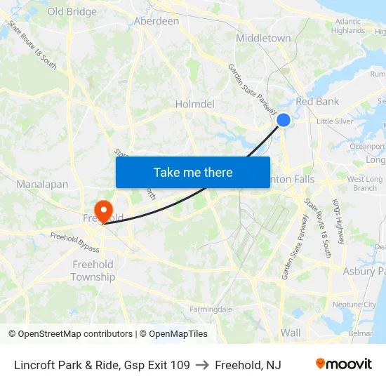 Lincroft Park & Ride, Gsp Exit 109 to Freehold, NJ map