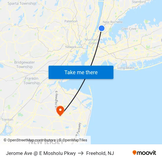 Jerome Ave @ E Mosholu Pkwy to Freehold, NJ map