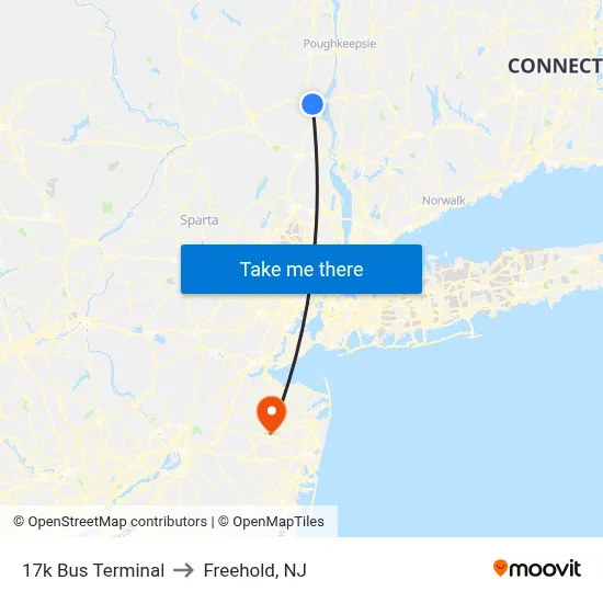 17k Bus Terminal to Freehold, NJ map