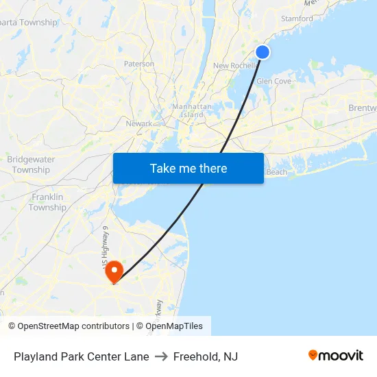 Playland Park Center Lane to Freehold, NJ map